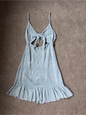 Blue and White Floral Short Cutout Dress